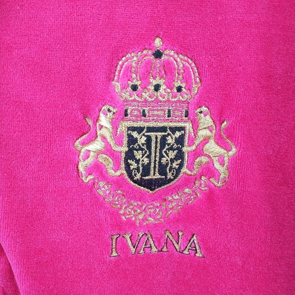 Ivana Womens Fleece Polo Shirt Pink Large Pullover Logo Embroidered Vintage - Picture 8 of 12